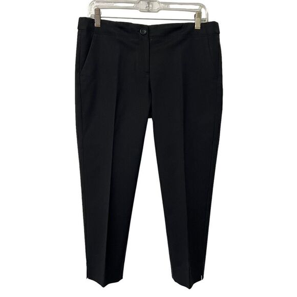 Theory Women's Black Mid-Rise Straight-Leg Cropped Pants Size 10 - Picture 1 of 10